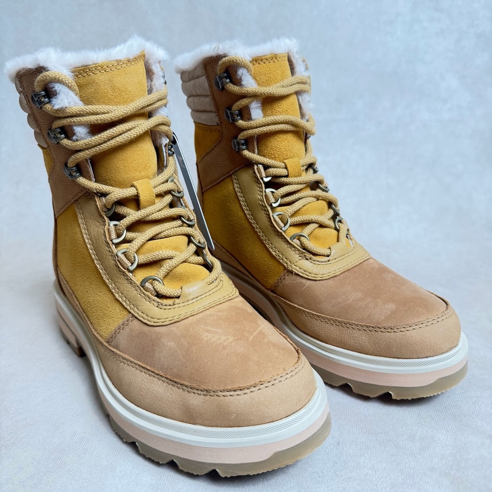 Sorel Lennox Lace Cozy WP Boots Geo Yellow Curry 7.5 Waterproof Insulated - Picture 3 of 14